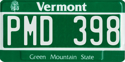 VT license plate PMD398