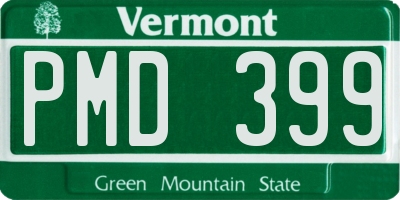 VT license plate PMD399