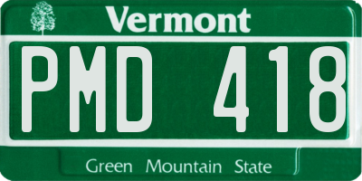 VT license plate PMD418