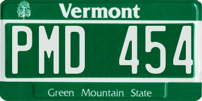 VT license plate PMD454