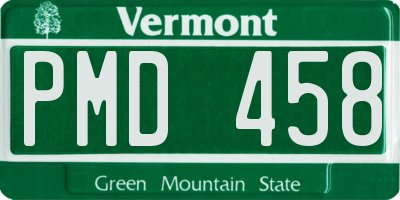VT license plate PMD458