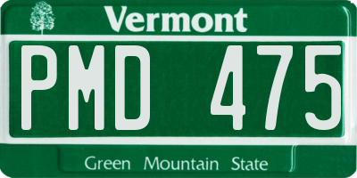 VT license plate PMD475