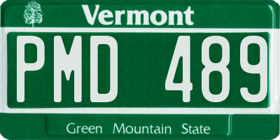 VT license plate PMD489