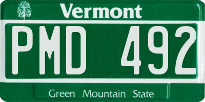 VT license plate PMD492
