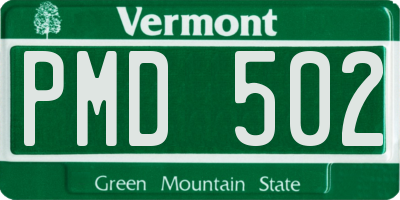 VT license plate PMD502