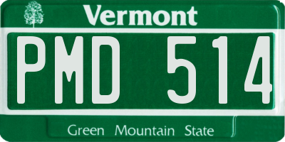 VT license plate PMD514