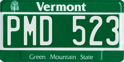 VT license plate PMD523
