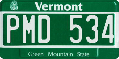 VT license plate PMD534