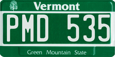 VT license plate PMD535