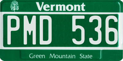 VT license plate PMD536