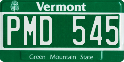 VT license plate PMD545