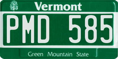 VT license plate PMD585