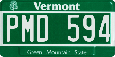 VT license plate PMD594