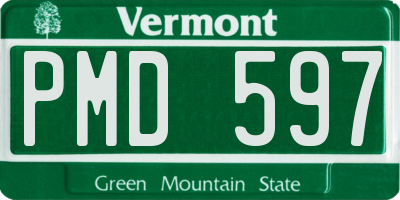 VT license plate PMD597