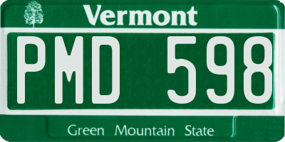 VT license plate PMD598