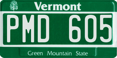 VT license plate PMD605