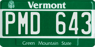 VT license plate PMD643