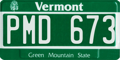 VT license plate PMD673