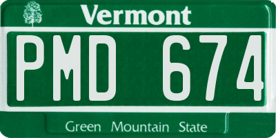VT license plate PMD674
