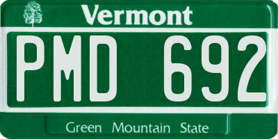 VT license plate PMD692