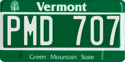 VT license plate PMD707