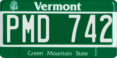 VT license plate PMD742