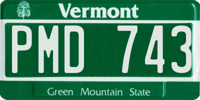 VT license plate PMD743