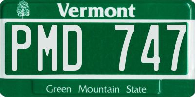 VT license plate PMD747