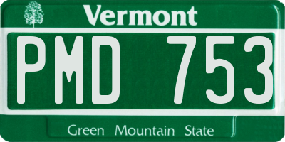 VT license plate PMD753