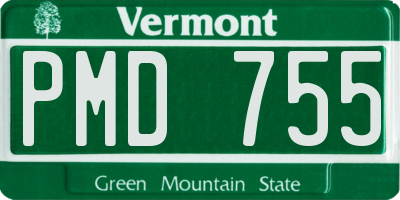 VT license plate PMD755