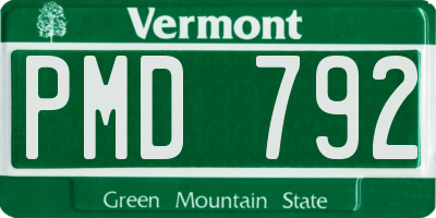 VT license plate PMD792