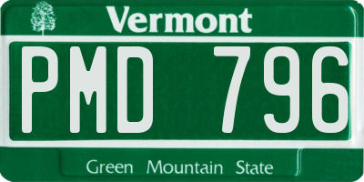 VT license plate PMD796