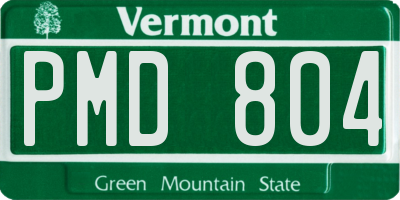 VT license plate PMD804