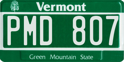 VT license plate PMD807