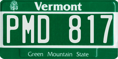 VT license plate PMD817