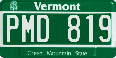 VT license plate PMD819