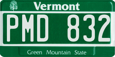 VT license plate PMD832
