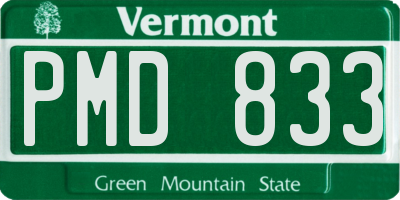VT license plate PMD833