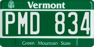 VT license plate PMD834