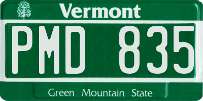VT license plate PMD835