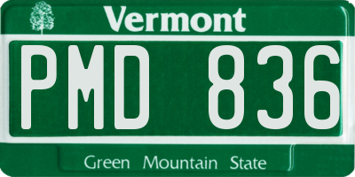 VT license plate PMD836