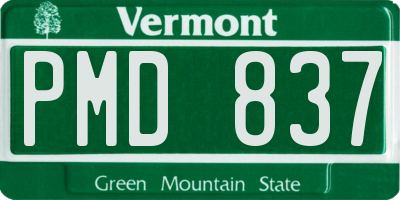 VT license plate PMD837