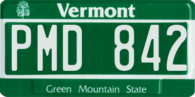 VT license plate PMD842