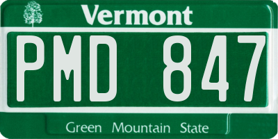 VT license plate PMD847