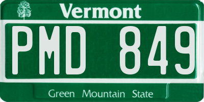 VT license plate PMD849
