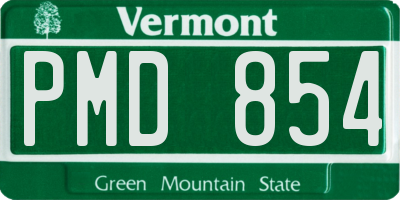 VT license plate PMD854