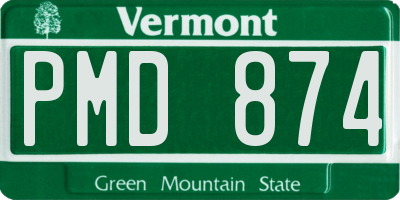 VT license plate PMD874