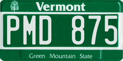 VT license plate PMD875