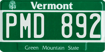 VT license plate PMD892