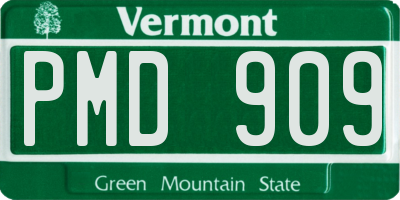 VT license plate PMD909
